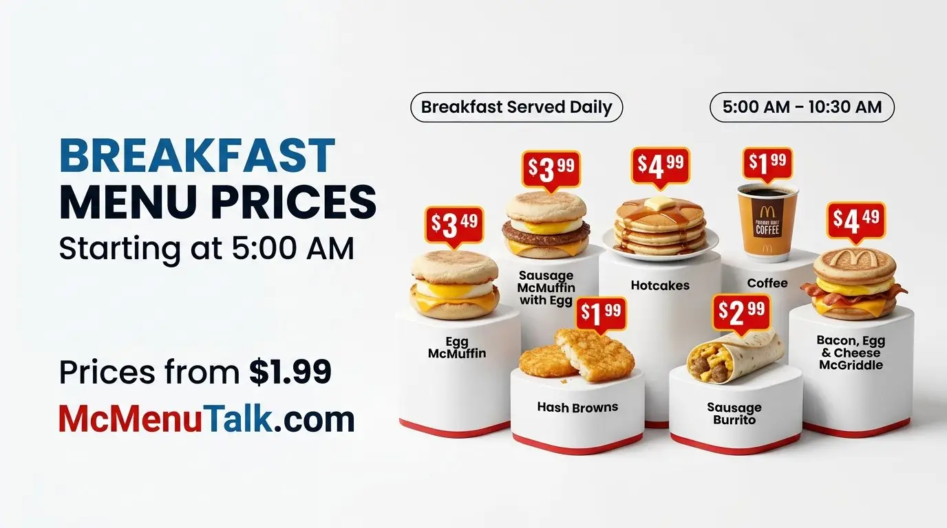 McDonald breakfast menu with price and calories in US